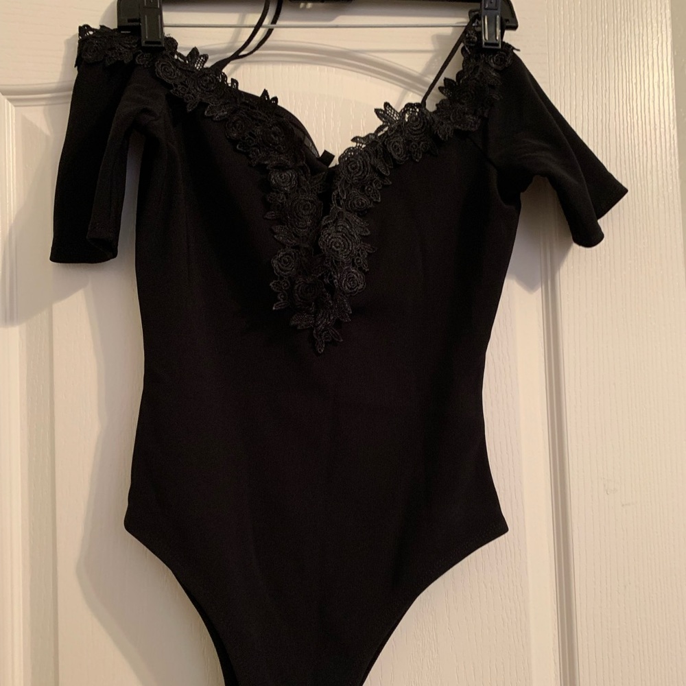Black Floral TopShop Bodysuit
